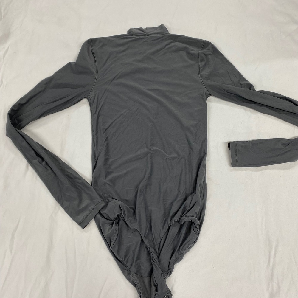 Smoothez by Aerie Real Good Gray Mock Neck Long Sleeve Bodysuit Small S/P basics - Picture 3 of 7